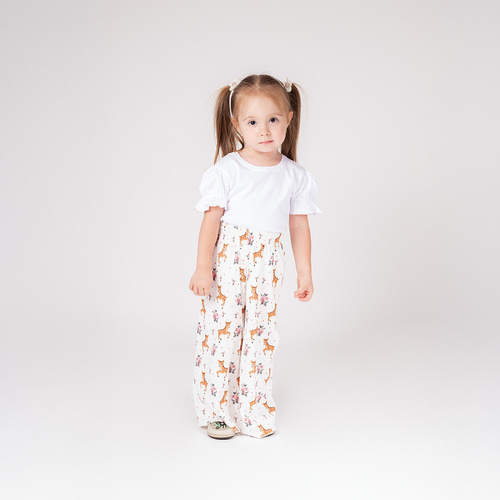 216198 Lala Дитячі штани Nicol – білі з оленятами та квітами, розмір 92-122