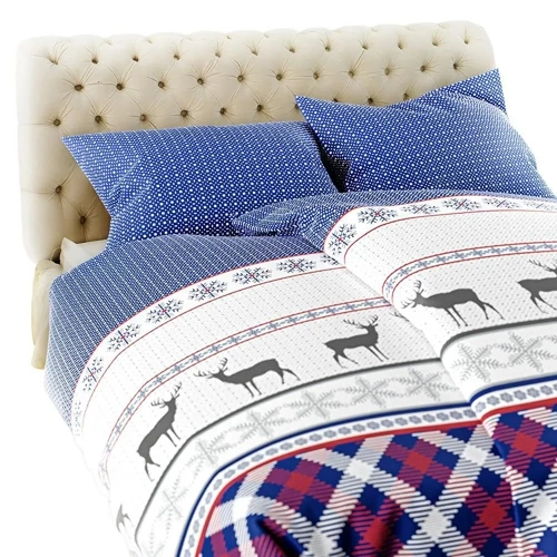 Фланелева постільна білизна Xmass 2D renifery Spod Igły i Nitki, - блакитний