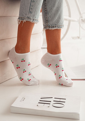 Короткі жіночі шкарпетки  1146-067 Małe Wiśnie Milena,- білий