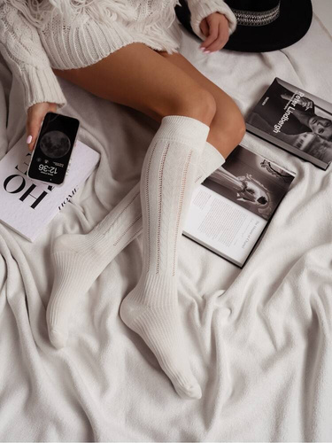 Підколінки жіночі 0330 Ażur Warkocz Milena, - екрю