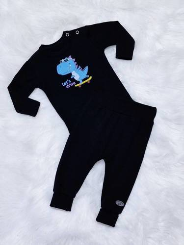 Дитяче боді з довгим рукавом Let's Drive Bambarillo, - чорний