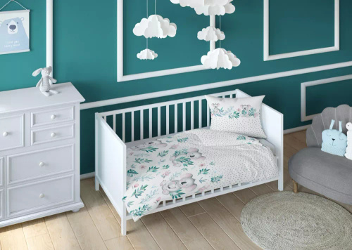 Дитяча бавовняна постільна білизна Весела ферма 5439 A Wesoła Farma Detexpol, - білий