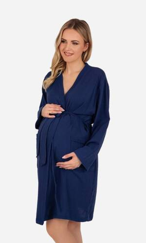 Мусліновий халат для вагітних Mommy ByShelly, - темно-синій