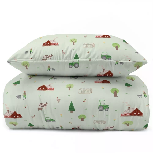 Дитяча бавовняна постільна білизна Ферма 5441 A Farma Detexpol, - м'ятний
