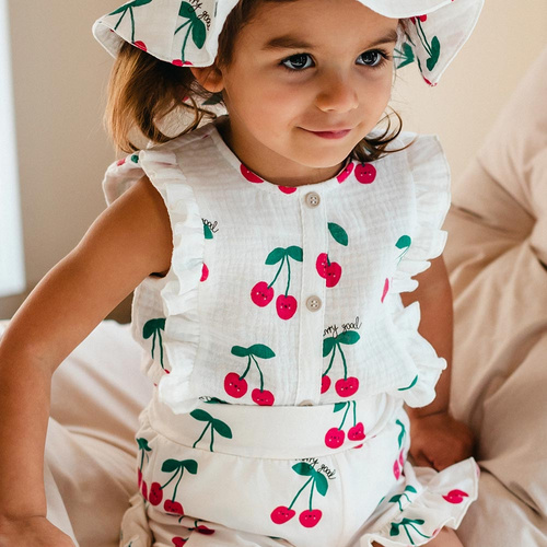 Боді для немовлят Eevi Cherry муслін бавовна екрю волани