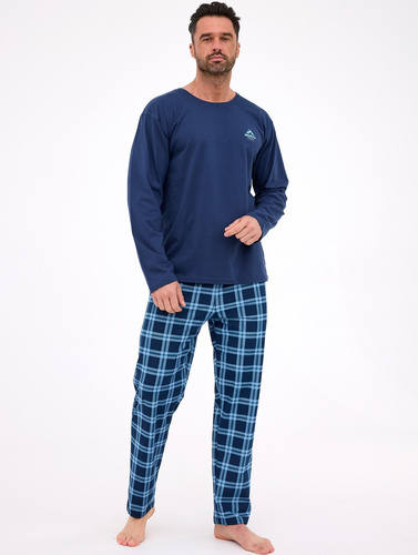 124/314 North Чоловіча піжама Cornette, - темно-синій, бавовна, довгий рукав