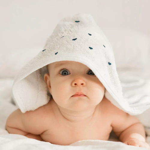 Дитячий рушник після купання Baby 58 Serca  Eurofirany,- білий/блакитний