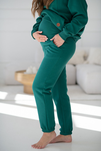 Motherhood Milk&Love пляшково-зелений– штани для вагітних з еластичним поясом