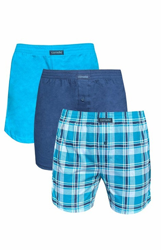 Чоловічі боксери Cornette 945/09 – набір 3 шт., 100% бавовна, синій/бірюзовий