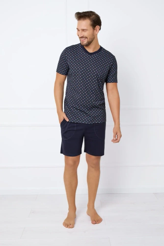Чоловіча піжама Gerard короткий рукав Italian Fashion  - принт/темно-синій