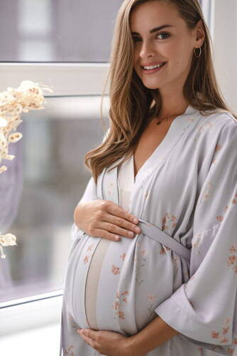 Бамбуковий жіночий халат Flowers on Blue Milk&Love, - блакитний
