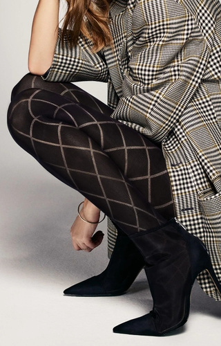 Grandi Колготки Rombo 60 den Veneziana – чорний, геометричний узор, м'які і еластичні