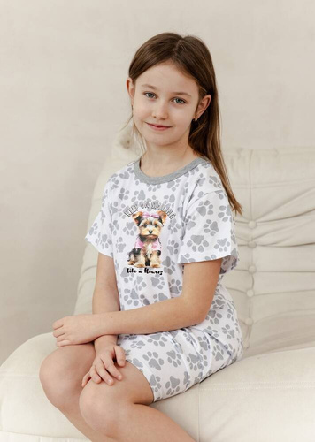 Нічна сорочка для дівчинки 3390 Pixie Taro,- екрю/сірий