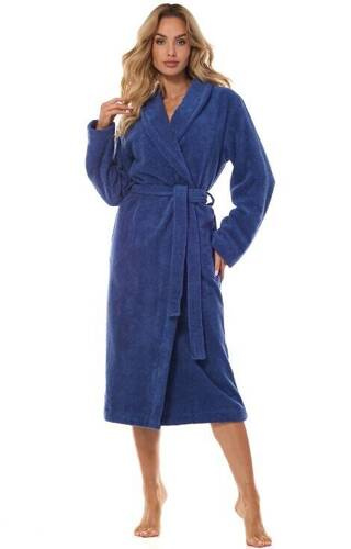 Махровий халат жіночий 2408 Frotte L&L - navy, бавовна