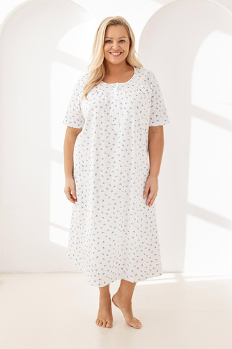 Нічна сорочка 019 Regina – довга, бавовняна, з декольте на ґудзиках | Комфорт і елегантність
