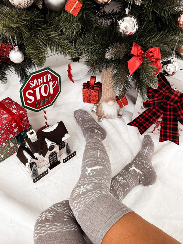 Заколінки жіночі новорічні 1276 Milena - сірий