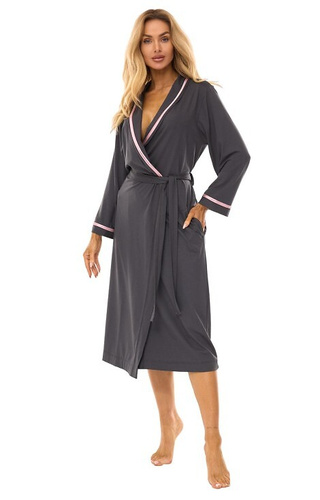 2506 Жіночий халат довгий з віскози L&L графітовий – легкий, дихаючий