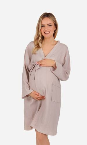 Мусліновий халат для вагітних Mommy ByShelly, - бежевий