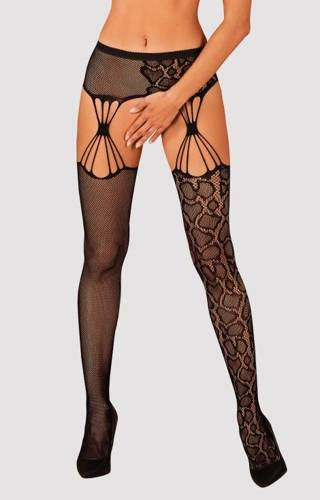 Панчохи з поясом S821 Garter Stockings Obsessive, - чорний