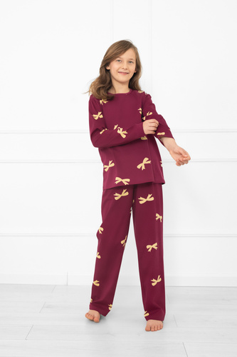 Дитяча піжама Italian Fashion Kwadro – бавовна, довгі рукави, бантики
