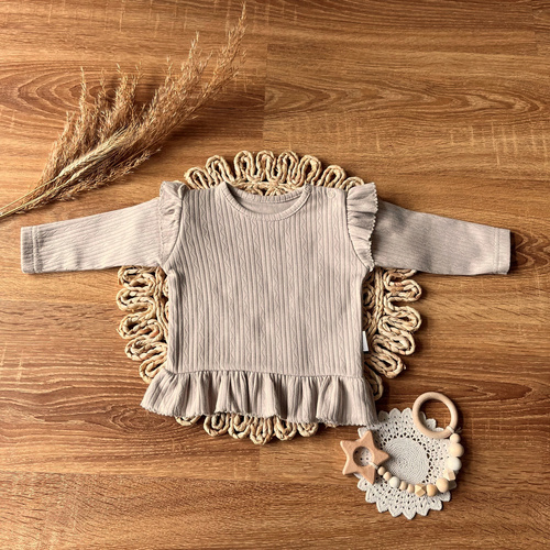 Бавовняна кофта з довгим рукавом EkoBaby BLAG015 Mamatti – бежевий