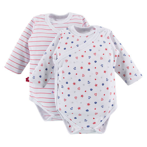 Набір дитячих боді на запах Small & Unique Eevi, - білий/ принт