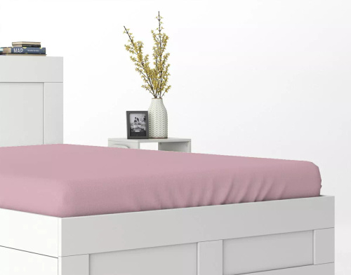 Мікросатинове простирадло з гумкою Poly Detexpol гладке та елегантне pastel pink
