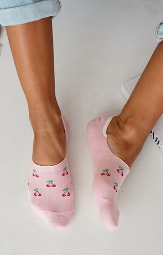 Жіночі шкарпетки-слідки 0576-025 Małe Wiśnie Milena,- рожевий