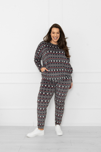 Жіночий флісовий комплект Navara Italian Fashion -бордовий/ принт