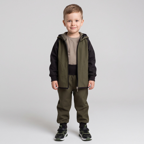 Nicol Штани 229052 дитячі softshell з флісом, високий пояс, манжети – хакі