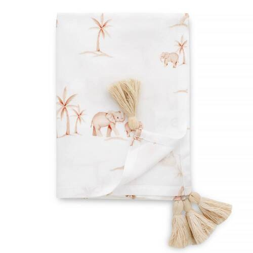 Бамбуковий плед із китицями Elephants Yosoy