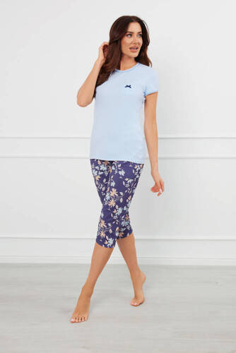 Піжама жіноча Pulia Italian короткий рукав Fashion, - синій/принт