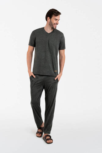 Чоловіча піжама Akord довгий рукав Italian Fashion  - темно-синій/принт