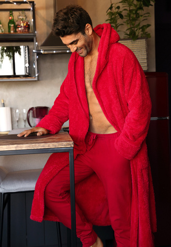 Чоловічий халат з капюшоном 130 Podomka Dkaren - червоний