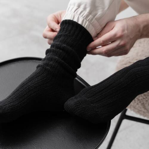 Чоловічі шерстяні шкарпетки в рубчик Art.093 Steven - 003 чорний