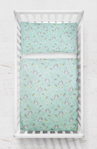Комплект дитячої постільної білизни "Jednorożce "  Happy Bear Martex, - м'ятний