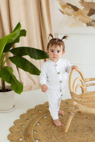 Дитячий жакет на гудзиках11249W "Natural Waffel" Makoma, - white