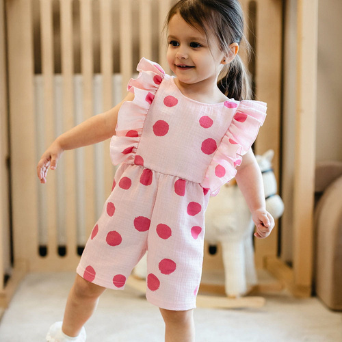 Ромпер для немовлят Eevi Cherry муслін бавовна рожевий вишеньки