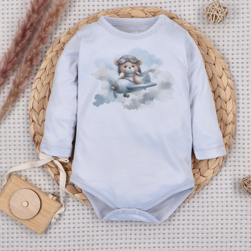 NINI ABN-5746/JSZ боді для немовлят 100% бамбук Baby Bear Pilot з кнопками