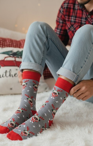 Чоловічі шкарпетки Milena 1290-036 Mopsy – святкові, бавовняні