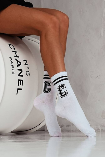 Шкарпетки жіночі 0200 Wzór Litera C Milena, - білий/чорний
