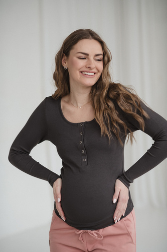 Блуза для вагітних і годування Tummy Milk&Love віскоза graphite