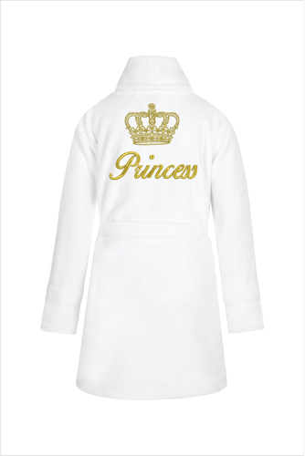 Халат дитячий флісовий Princess ByShelly - білий/золотий