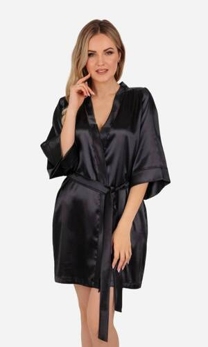 Жіночий халат сатиновий Vesna ByShelly - чорний