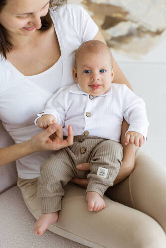 Штанці для немовлят 10249S "Natural Waffel" Makoma,- stone