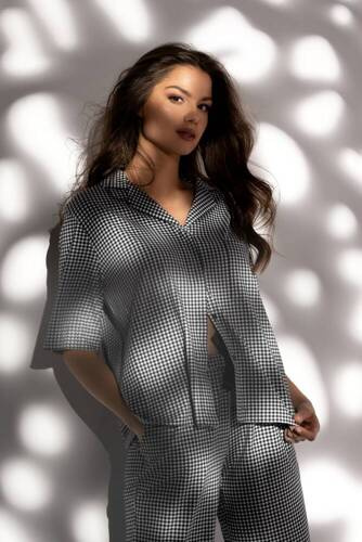 Піжама на гудзиках жіноча Serenity Momenti Per Me, - black