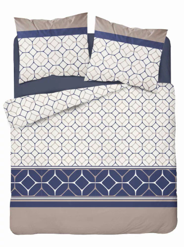 Постільна білизна з мікрофібри 5039 A heksagonalny motyw Detexpol, - темно-синій