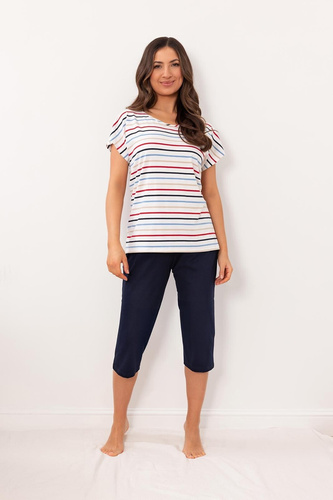 Жіноча піжама Regina 4001 віскоза смужки штани 3/4 комфорт