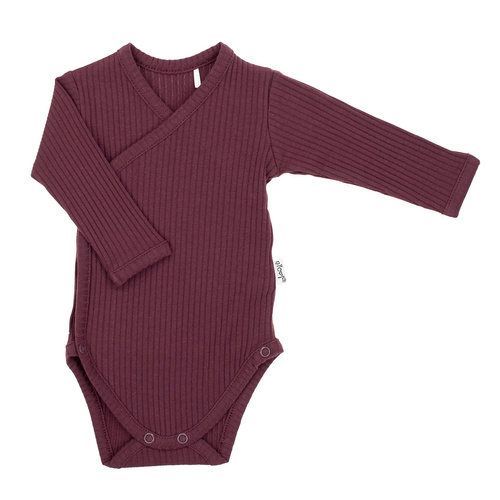 217096 Бавовняне боді Nicol Alisa у рубчик – довгий рукав, бордове