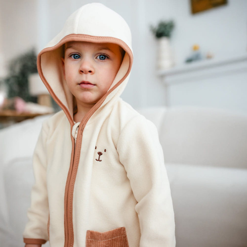 Дитяча флісова куртка Eevi Beary Cool – екрю, з капюшоном